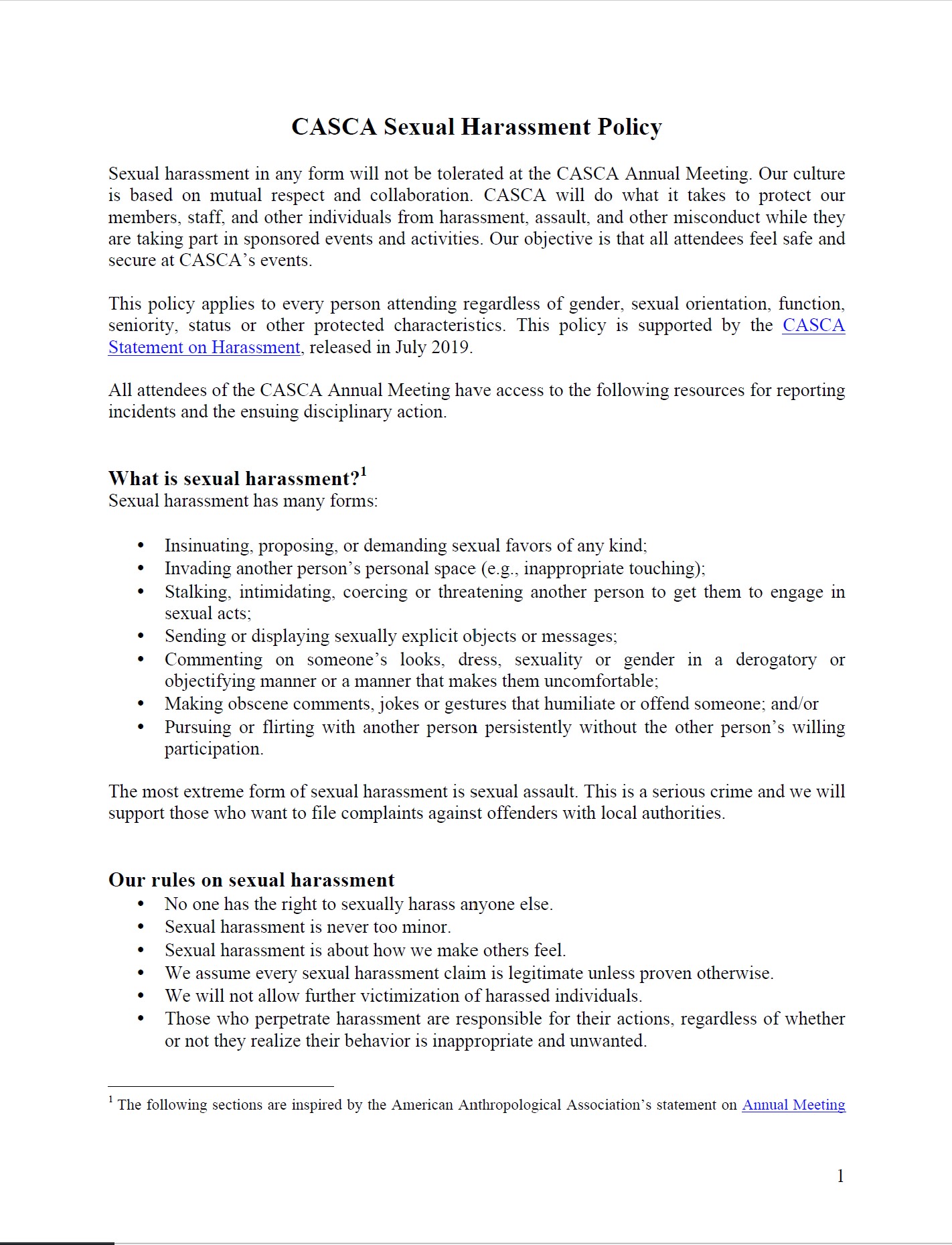 Sexual Harassment Policy